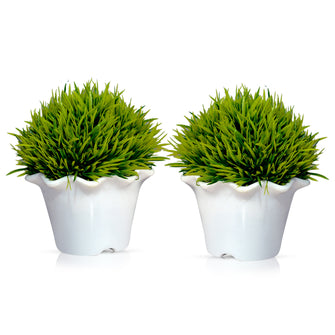 Artificial Grass Topiary in mini blossom pot (Height : 13.5 cm) Set of 2