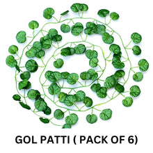 Artificial Garland Plant Leaf Creeper Wall Hanging (Length 6.5 Feet, Green) Pack of 6 Strings