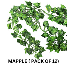 Artificial Plant Leaf Garland Creeper Wall Hanging (Length 6.5 Feet, Green) Pack of 12 Strings