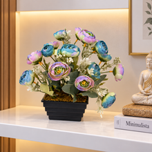 Artificial Peony in Square Step Pot