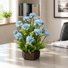 Artificial Carnation Flowers in Wood Hexagun Pot