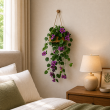 Artificial Flowers Falling Hanging in Wood Buckle Pot (Height 60 cm)