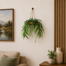 Artificial Falling Leaves Willow Hanging in Wood Buckle Pot
