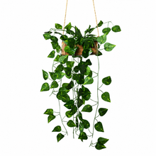 Artificial Falling Leaves Hanging in Wood Buckle Pot