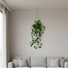 Artificial Falling Leaves Hanging in Wood Buckle Pot