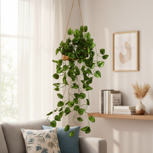 Artificial Falling Leaves Hanging in Wood Buckle Pot