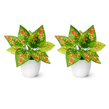 set of 2 real touch leaves in glassi pot