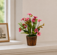 Artificial Flower Daisy in Round Wood Pot (Height : 30 cm)