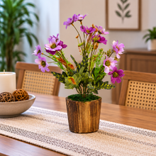 Artificial Flower Daisy in Round Wood Pot (Height : 30 cm)