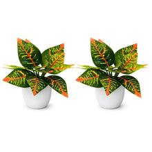 set of 2 real touch leaves in glassi pot