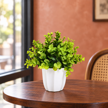 Artificial Plant Eucalyptus Green Bunch in Pot - 22 cm Height
