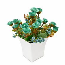 Artificial Hungarian rose flower in glass pot ( Height : 20 x Width : 15)