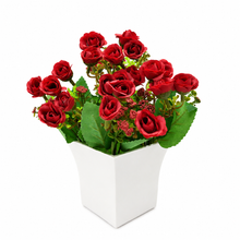 Artificial Hungarian rose flower in glass pot ( Height : 20 x Width : 15)