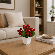 Artificial Hungarian rose flower in glass pot ( Height : 20 x Width : 15)