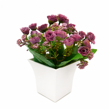Artificial Hungarian rose flower in glass pot ( Height : 20 x Width : 15)