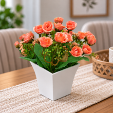 Artificial Hungarian rose flower in glass pot ( Height : 20 x Width : 15)