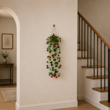 Artificial Flowers Falling Hanging in Wood Buckle Pot (Height 75 cm)