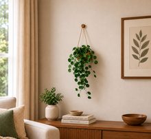 Artificial Leaves Hanging in Wood Pot (Height 60 cm)