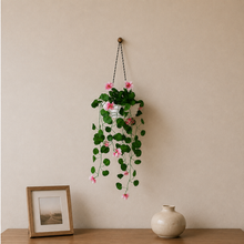 Artificial Flower Falling Leaves in Hanging Pot for Home and Office Decor | Pink