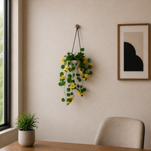 Artificial Flower Falling Leaves in Hanging Pot for Home and Office Decor | Yellow
