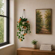 Artificial Flower Falling Leaves in Hanging Pot for Home and Office Decor | Orange