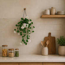 Artificial Flower Falling Leaves in Hanging Pot for Home and Office Decor | White