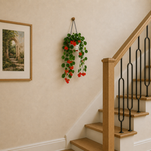 Artificial Flower Falling Leaves in Hanging Pot for Home and Office Decor | Red