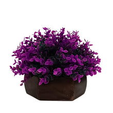 Artificial Hackleberry Purple Plant in Wood Hexagon Pot - 15cm Height - Home & Office Decor Elegant Potted Plant for Tabletop Enhancement