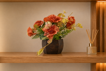 Artificial Flower Leaves Bouquet in Hexagun Wood Pot - Home & Office Decor Elegant Potted Plant for Tabletop/Shelves Enhancement