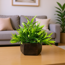 Artificial Bamboo Leaves Plant with Natural Wood Pot