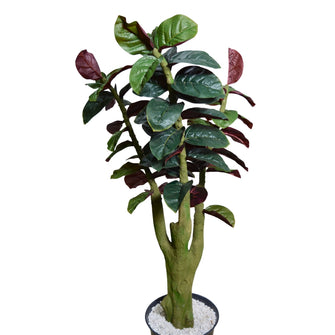 Artificial Green Rubber Plant 4 feet Natural look  Stem (Without pot)