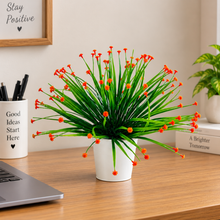 Artificial Button Flower in Metal bucket