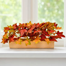 Artificial Leaves with Wooden Planter, 18 cm Height x 30 cm Width, Set of 1