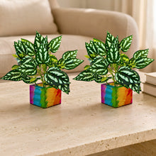 set of 2 real touch leaves in parrot 2 sticks in medium printed multicolor dabbi
