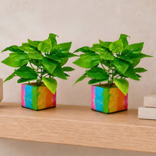 set of 2 real touch leaves in parrot 2 sticks in medium printed multicolor dabbi