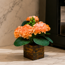 Single pc china genda (7 flowers + 7 beads) in printed wood pot