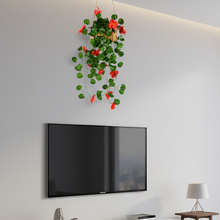 Artificial Flowers Falling Hanging in Wood Buckle Pot (Height 60 cm)