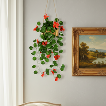 Artificial Flowers Falling Hanging in Wood Buckle Pot (Height 60 cm)