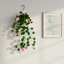 Artificial Flowers Falling Hanging in Wood Buckle Pot (Height 60 cm)