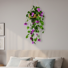 Artificial Flowers Falling Hanging in Wood Buckle Pot (Height 60 cm)
