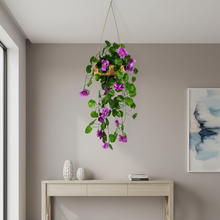 Artificial Flowers Falling Hanging in Wood Buckle Pot (Height 60 cm)