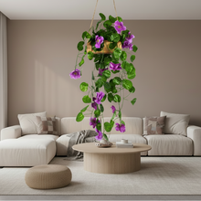 Artificial Flowers Falling Hanging in Wood Buckle Pot (Height 60 cm)