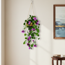 Artificial Flowers Falling Hanging in Wood Buckle Pot (Height 60 cm)