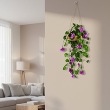 Artificial Flowers Falling Hanging in Wood Buckle Pot (Height 60 cm)