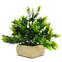 Artificial Leaves Plant with Natural Wood Pot