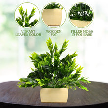 Artificial Leaves Plant with Natural Wood Pot