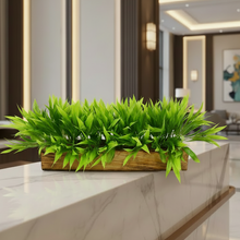 Artificial Plant Bamboo Leaves in Wooden Tray