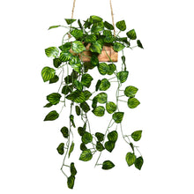 Artificial Falling Leaves Hanging in Wood Buckle Pot