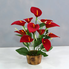 Artificial Flower Calla Lilly with Wooden Pot