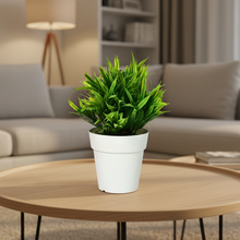 Artificial Green Leaves in White Pot (Height : 24 x Width : 20 cm)